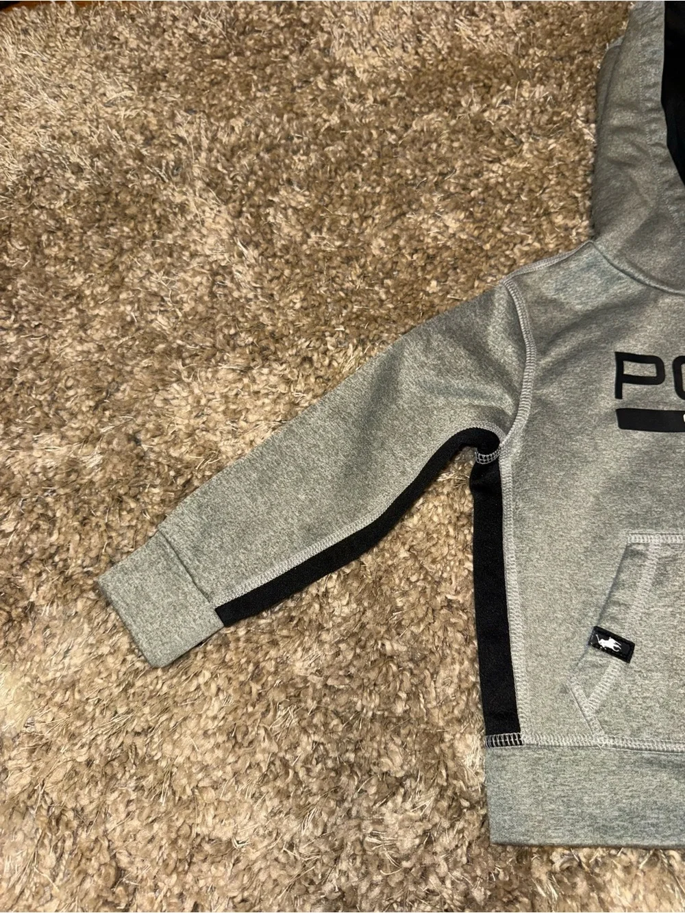 🟩Ralph Lauren Polo Sport Gray Pullover Hoodie with Black Trim